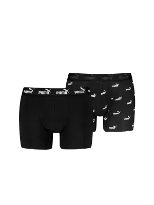 Moške boksarice PUMA ELEMENTS MEN LOGO PRINT BOXERS 2P 93875405 ČRNA