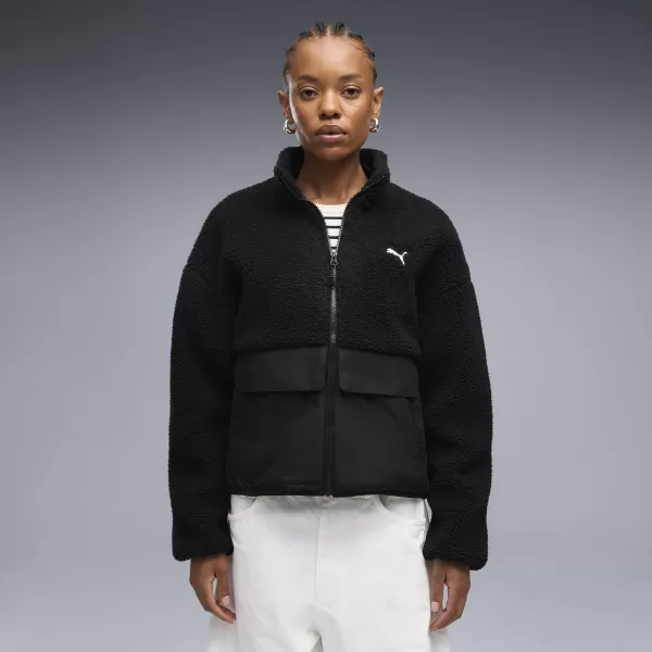  Ženska jakna PUMA RE:FIBRE SHERPA JACKET W 69456701 ČRNA PUMA 