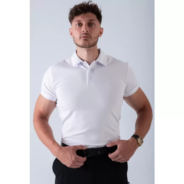  Moške majice s kratkimi rokavi NEBBIA MIKE MUSCLE FIT POLO 157 BELA 