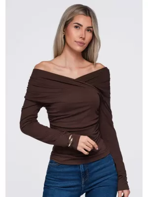 Ženska bluza OMBRE OW-TS-E0088 RJAVA