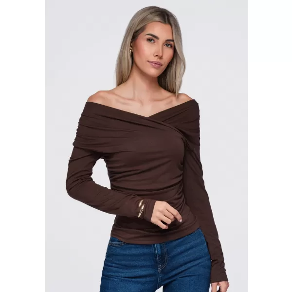  Ženska bluza OMBRE OW-TS-E0088 RJAVA 