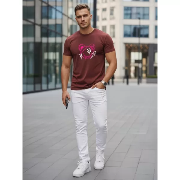  Moška majica s kratkimi rokavi DSTREET NX0136R-BU BORDO 