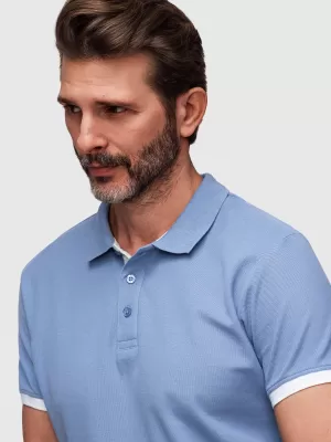 Moška majica s kratkimi rokavi z ovratnikom OMBRE OM-POSS-0170 MODRA