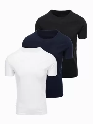 Moška majica s kratkimi rokavi OMBRE OM-TSBS-0268 ČRNO/BELO/MODRO