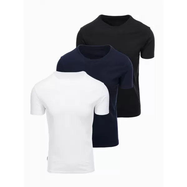  Moška majica s kratkimi rokavi OMBRE OM-TSBS-0268 ČRNO/BELO/MODRO 