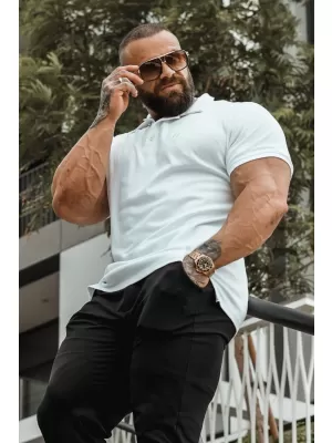 Moške majice s kratkimi rokavi NEBBIA MIKE MUSCLE FIT POLO 157 BELA