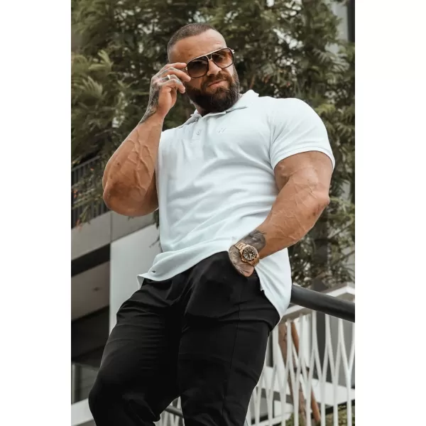  Moške majice s kratkimi rokavi NEBBIA MIKE MUSCLE FIT POLO 157 BELA 