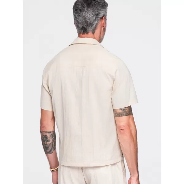 Moška srajca OMBRE OM-SHSS-0221 KREMA 