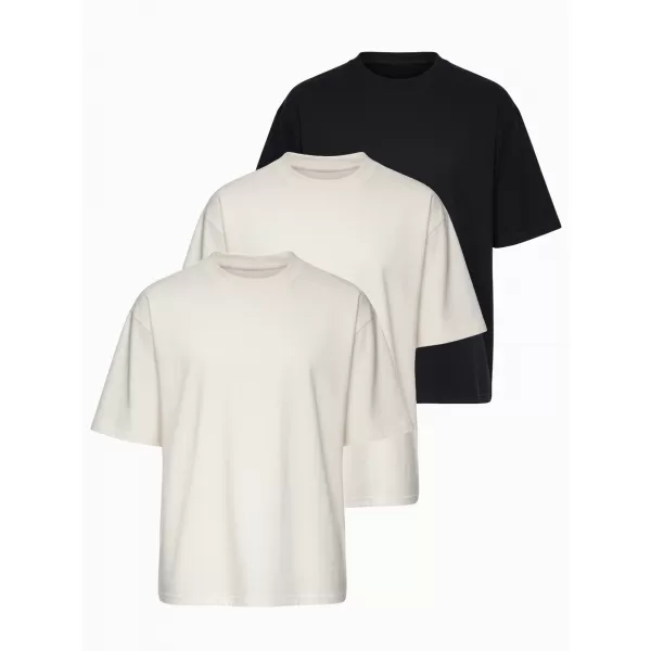  Moška majica s kratkimi rokavi OMBRE OM-TSBC-0291 UMAZANO BELO/UMAZANO BELO/ČRNO 