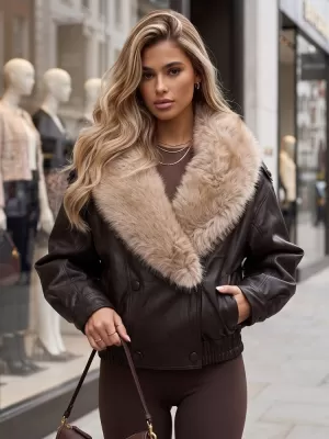 Ženska jakna DSTREET TY6028 RJAVA
