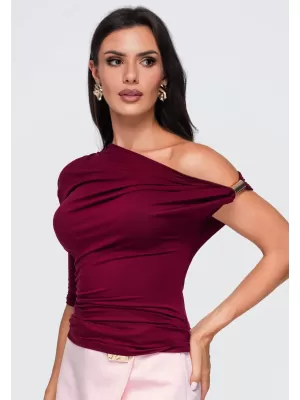 Ženska majica s kratkimi rokavi OMBRE OW-TS-E0075 BORDO