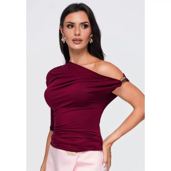  Ženska majica s kratkimi rokavi OMBRE OW-TS-E0075 BORDO 