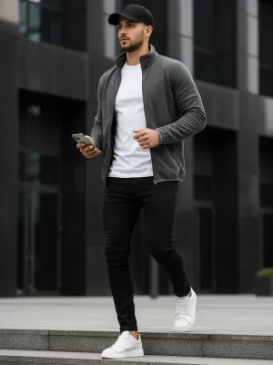 Moški pulover DSTREET BX4772 TEMNO SIVA