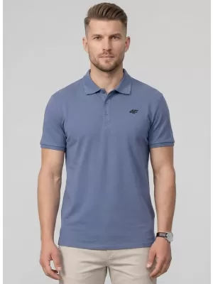 Moška majica s kratkimi rokavi z ovratnikom 4F WMM00TPTSM0770 DENIM