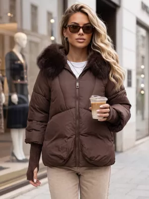 Ženska jakna DSTREET TY5991 RJAVA