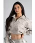 Pulover z zadrgo in leopardjim potiskom NEBBIA PRIMAL 866 KREMNI LEOPARD