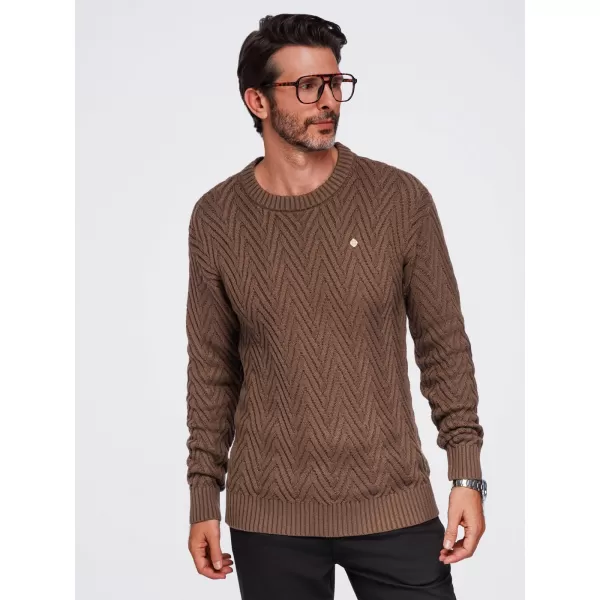  Moški pulover OMBRE OM-SWSW-0190 RJAVA 