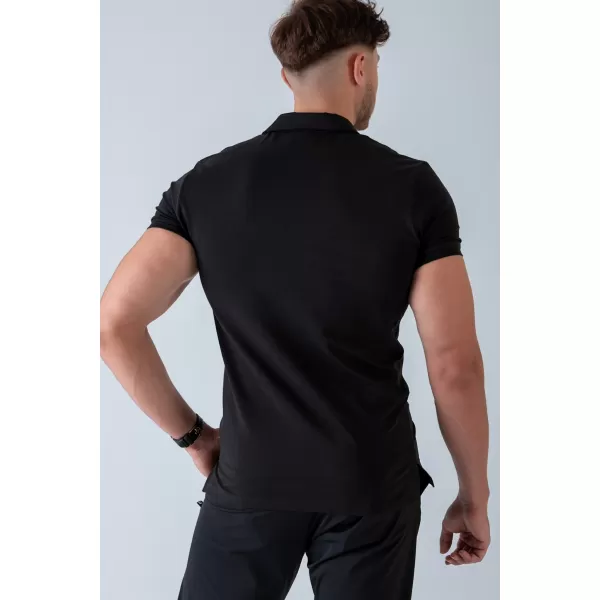  Moške majice s kratkimi rokavi NEBBIA MIKE MUSCLE FIT POLO 157 ČRNA 