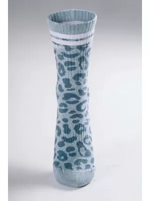 Kratke nogavice z leopardjim potiskom NEBBIA PRIMAL 106 MODRI LEOPARD