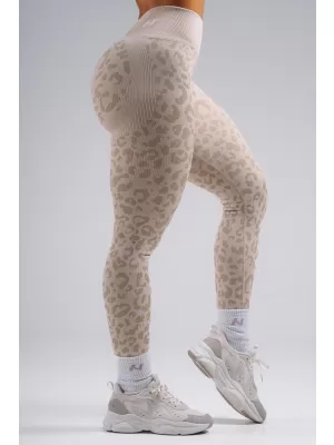 Kompresijske push-up pajkice z leopardjim potiskom NEBBIA PRIMAL 849 KREMNI LEOPARD