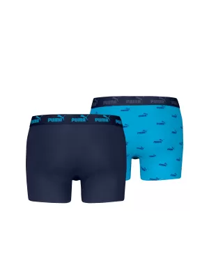 Moške boksarice PUMA ELEMENTS MEN LOGO PRINT BOXERS 2P 93875401 MODRA KOMBINACIJA