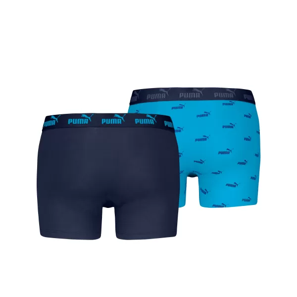  Moške boksarice PUMA ELEMENTS MEN LOGO PRINT BOXERS 2P 93875401 MODRA KOMBINACIJA 