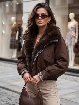 Ženska jakna DSTREET TY5840 RJAVA