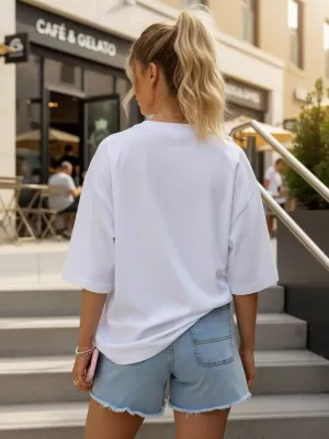Ženska majica s kratkimi rokavi DSTREET NX9005RY-WH-O BELA