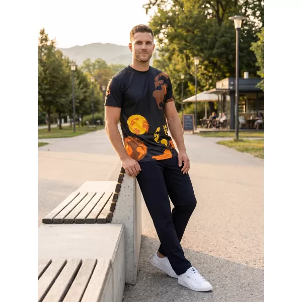  Moška vrhunska majica za prosti čas ALTISPORT VOJ/ALM130TR06 ČRNO-ORANŽNA 