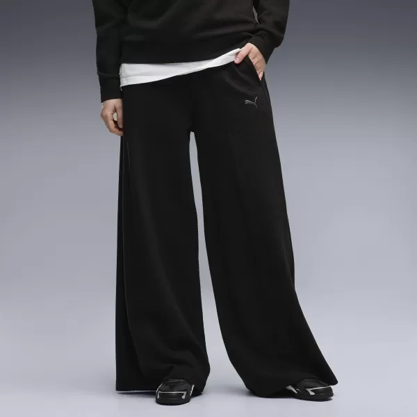  Ženske hlače PUMA CLASS RELAXED WIDE LEG PANTS 69401301 ČRNA PUMA 