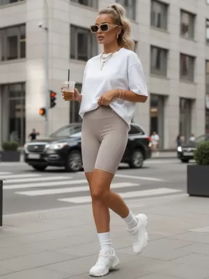 Ženske kratke hlače DSTREET SY0569 SVETLO SIVA