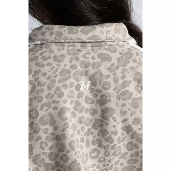  Pulover z zadrgo in leopardjim potiskom NEBBIA PRIMAL 866 KREMNI LEOPARD 