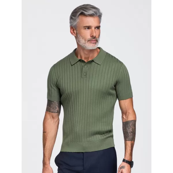  Moška polo majica OMBRE OM-POSS-0180 OLIVNO 