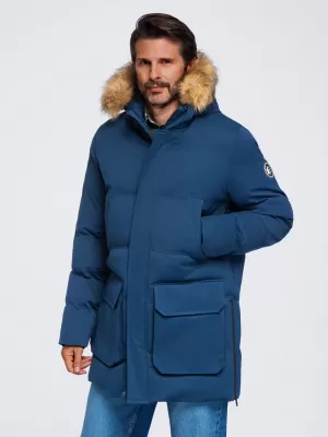 Moška parka OMBRE OM-JALJ-0310 MORNARSKO MODRA