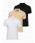Moška majica s kratkimi rokavi z ovratnikom OMBRE OM-POBS-0171 ČRNA/BELA/BEŽ