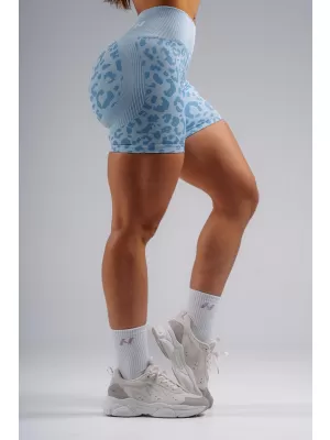 Kompresijske push-up kratke hlače z leopardjim potiskom NEBBIA PRIMAL 856 MODRI LEOPARD