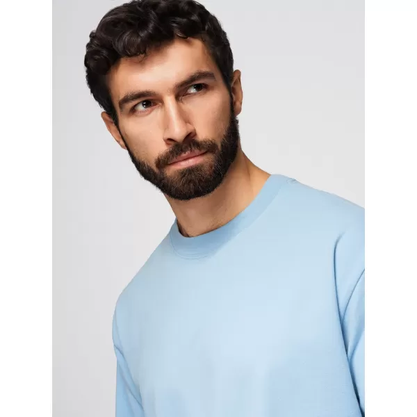  Moška majica s kratkimi rokavi OMBRE OM-TSBC-0291 ČRNA/SVETLO MODRA/UMAZANO BELA 