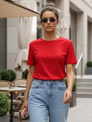 Ženska majica s kratkimi rokavi DSTREET RY2210 RDEČA