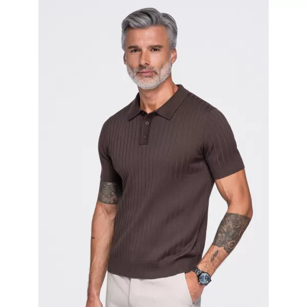  Moška polo majica OMBRE OM-POSS-0180 SVETLO RJAVA 
