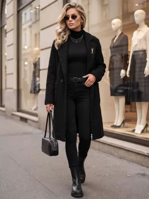 Ženski plašč DSTREET NY0782 ČRNA
