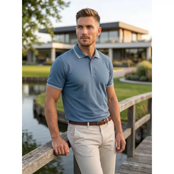  Moška majica s kratkimi rokavi z ovratnikom MALFINI FOCUS 232 DENIM 