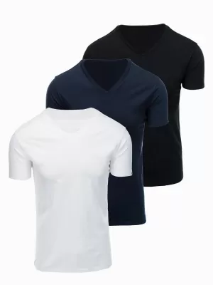 Moška majica s kratkimi rokavi OMBRE OM-TSBS-0281 ČRNO/BELO/MODRO