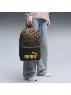 Nahrbtnik PUMA PHASE AOP BACKPACK 09116916 PUMA ČRNA/KONA RJAVA/LEOPARD AOP
