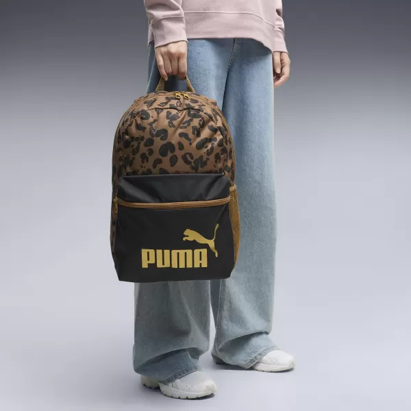  Nahrbtnik PUMA PHASE AOP BACKPACK 09116916 PUMA ČRNA/KONA RJAVA/LEOPARD AOP 