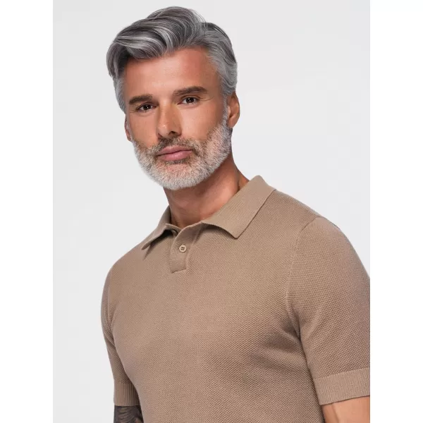  Moška polo majica OMBRE OM-POSS-0178 SVETLO RJAVA 