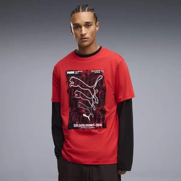  Moška majica s kratkimi rokavi PUMA GRAPHICS BOX TEE 69436611 ZA VSE ČASE RDEČE 