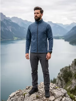 Moški pulover iz mikro flisa MALFINI FACTOR 852 TEMNI DENIM POUDARKI