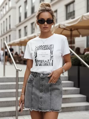 Ženska majica s kratkimi rokavi DSTREET RY2499 BELA
