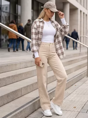 Ženske hlače DSTREET UY3092 BEŽ