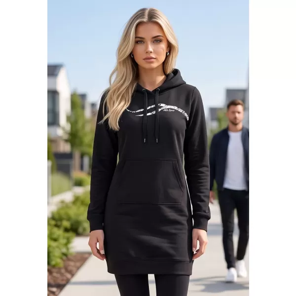  Ženski podaljšan pulover ALTISPORT ALW001419 ČRNO-BELO 